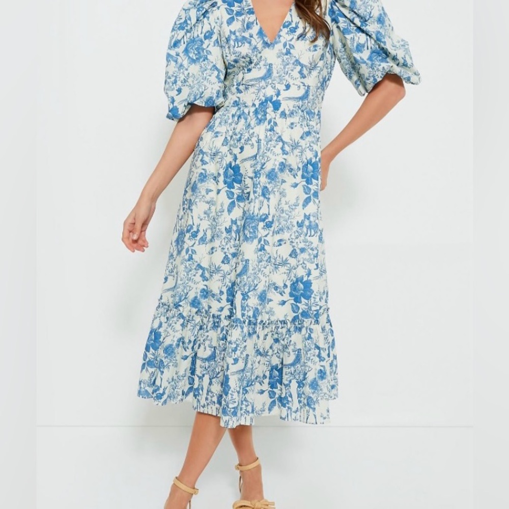NWT Tuckernuck Blue Puff Sleeve Midi Dress